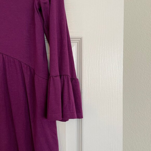 3/4 length plum color size small feminine drape with ruffle detail in front - Picture 3 of 6